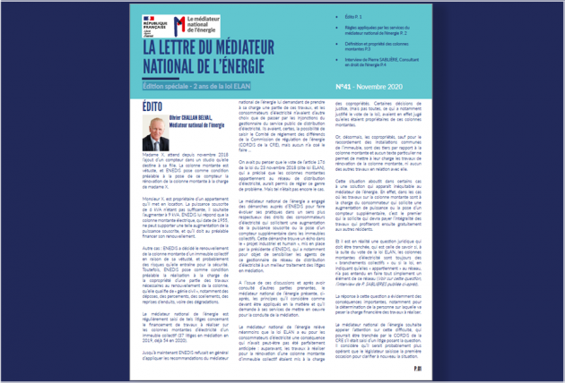 Lettre n°41 médiateur national de l'énergie